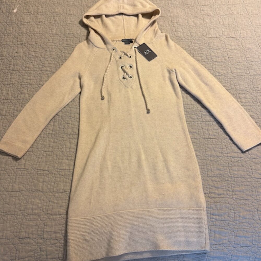 NWT Medium Armani Exchange (A/X) Hooded Sweater Dress - Picture 2 of 4